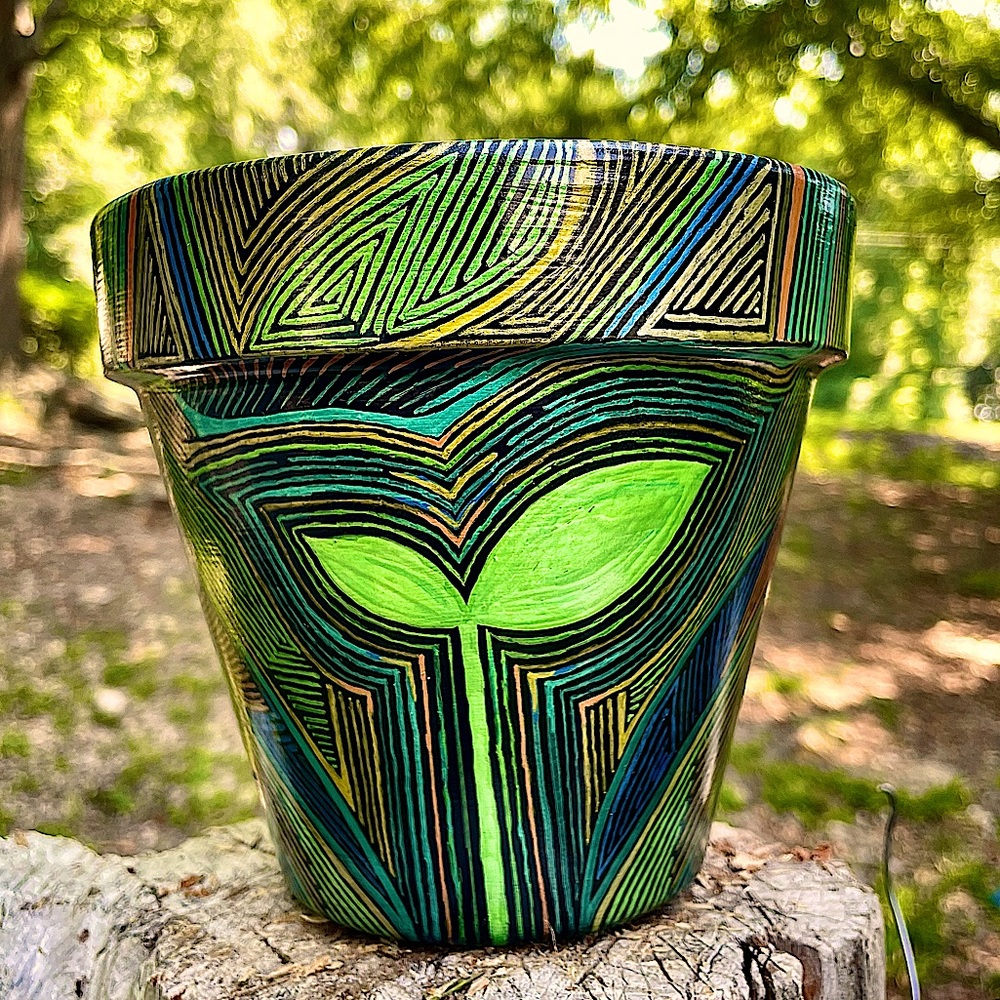 Hand painted ~ UNIQUE ~ plant pot